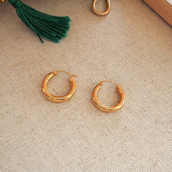 The Must Have Minimalist Golden Hoop Earrings - Picture 3 of 7
